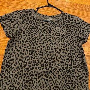 Lucky Brand Leopard Print Top - Black and Gray